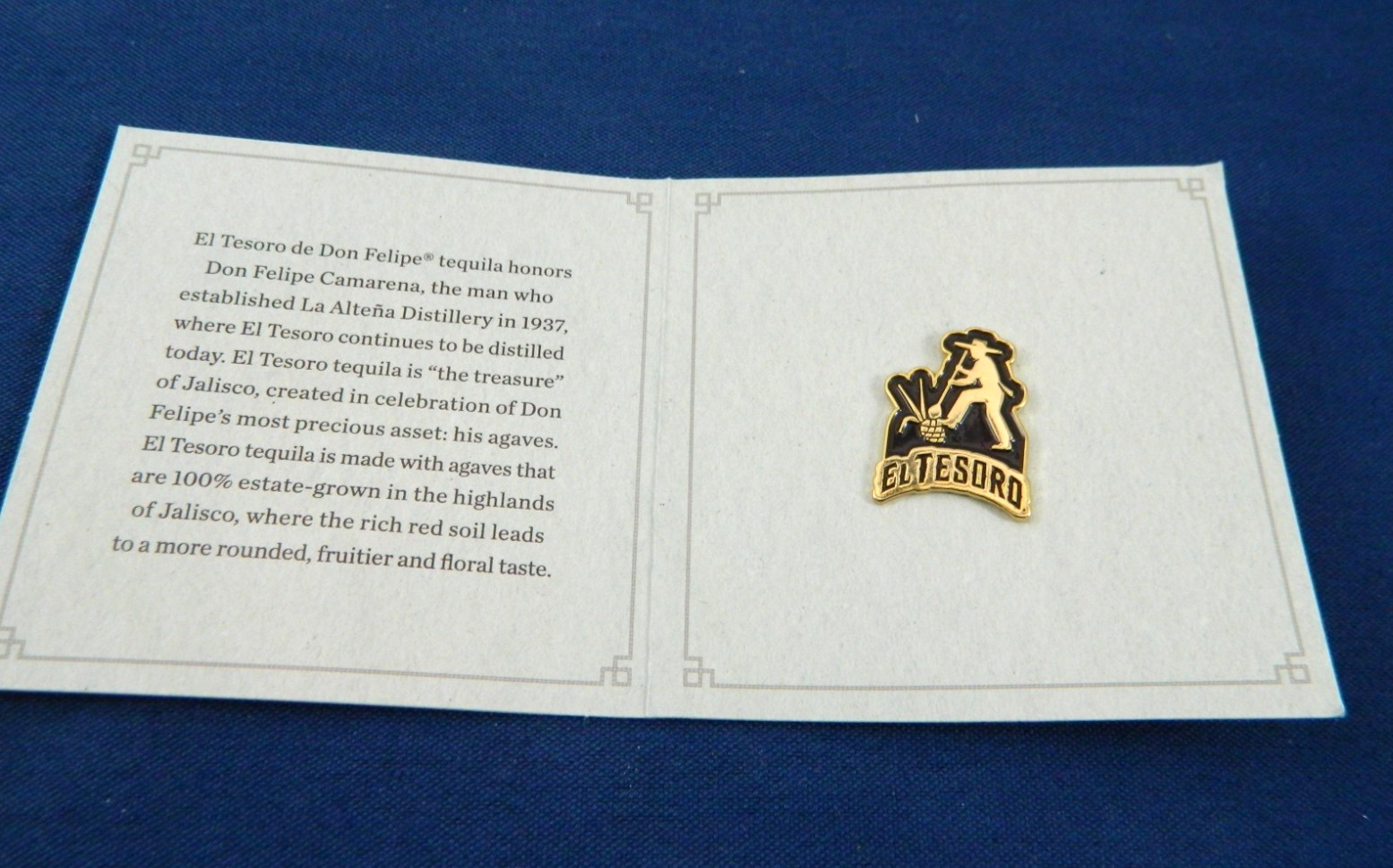 El Tesoro De Don Felipe Tequila Enamel Lapel Hat Pin Agave Farmer New