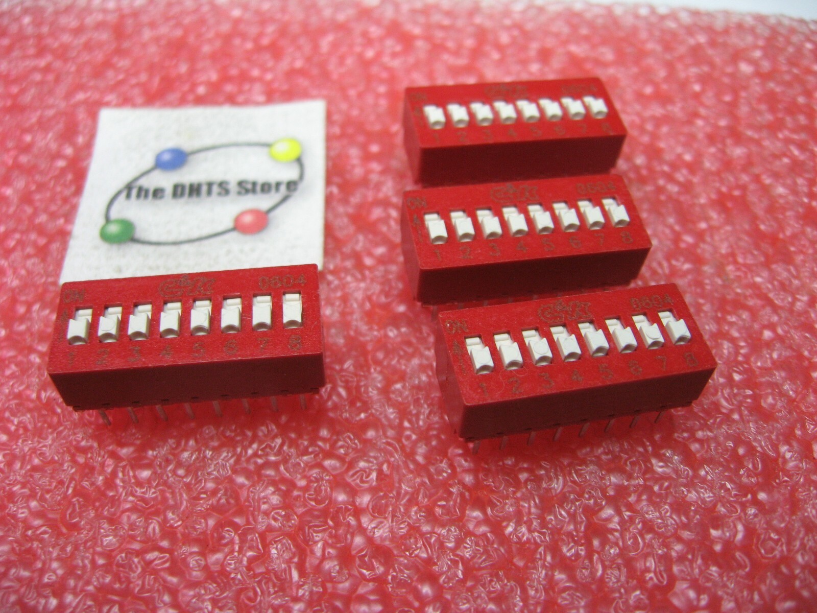 DIP Switch C&K 0604 8 Position SPST Through Hole PCB - NOS Qty 4