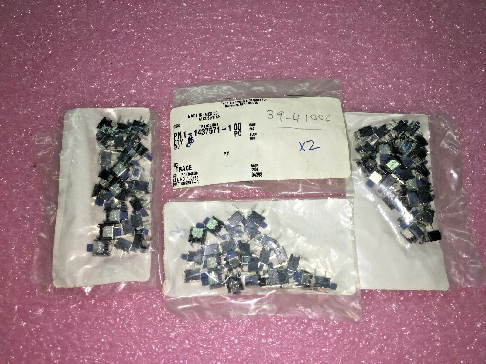 (5 PIECE LOT) TP11CGRA6, 1-1437571-1, TYCO, SWITCH PUSH SPST-NO 0.4VA 20V