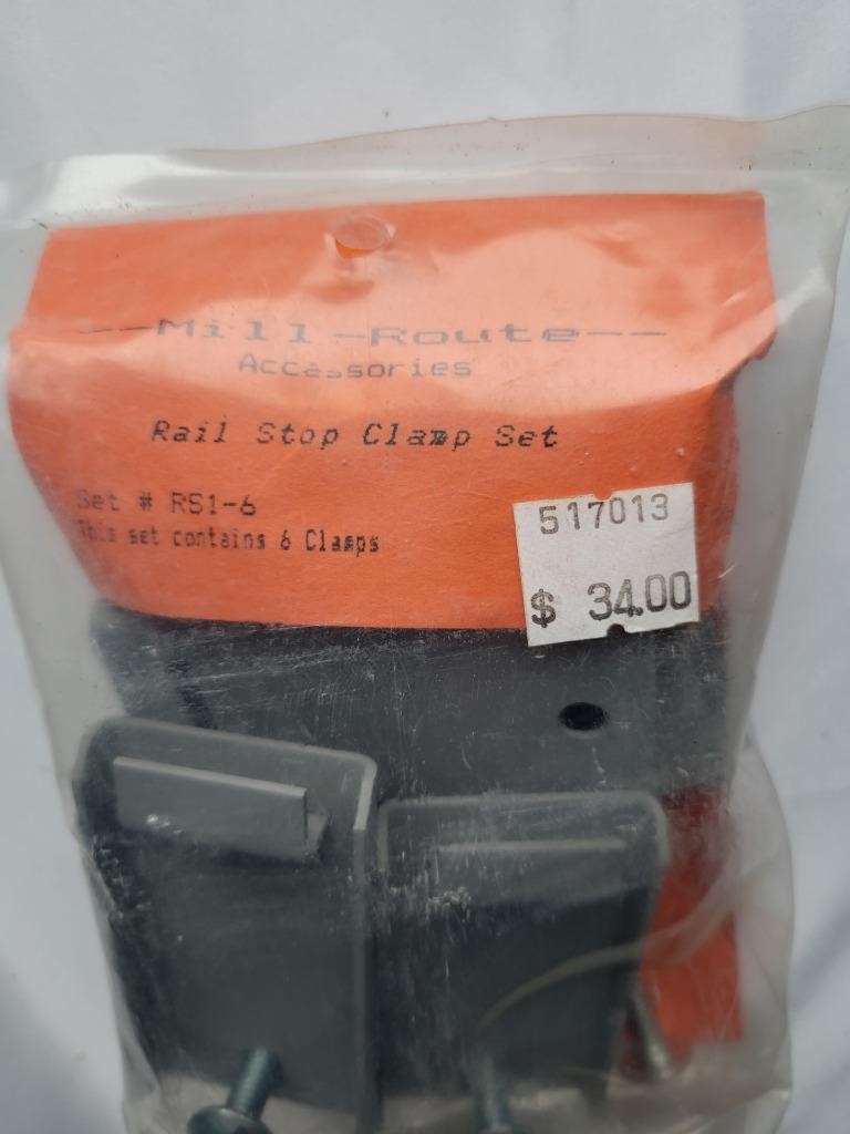 MILL-ROUTE RAIL STOP CLAMP SET  6 CLAMPS NIP