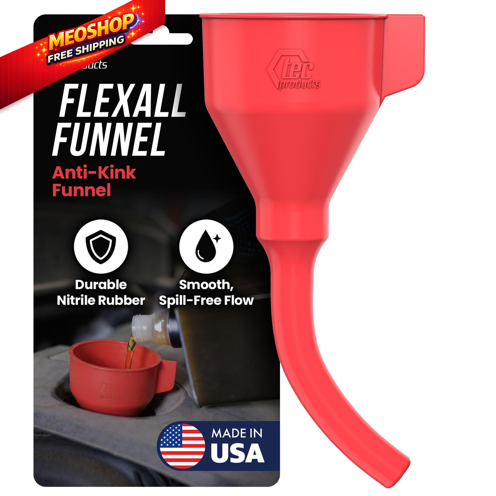 TEC Products FlexAll Anti-Kink Funnel - Long Flexible with Hose Clear