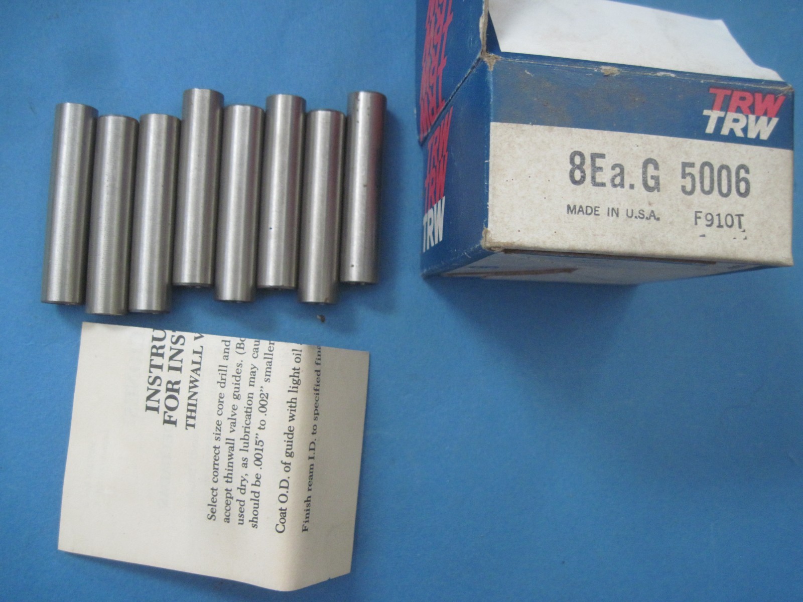 8 new valve guides TRW G5006  Ford 239, 260, 292, 429, 1954-1973 see description