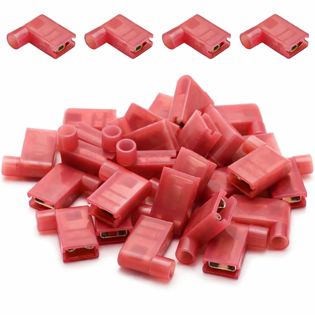 100 PCS Red Flag Spade Female Fully Insulated Quick Disconnects Crimp Terminal