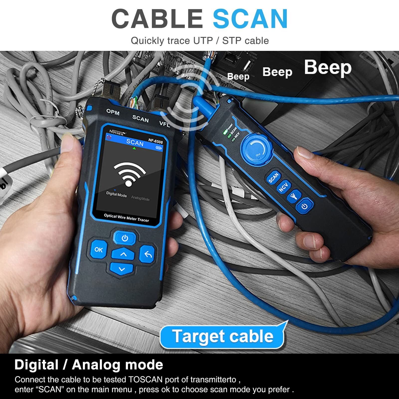 NF-8508 Network Cable Tester ,Power Meter Tester LAN Optical Meter Cable Tracker