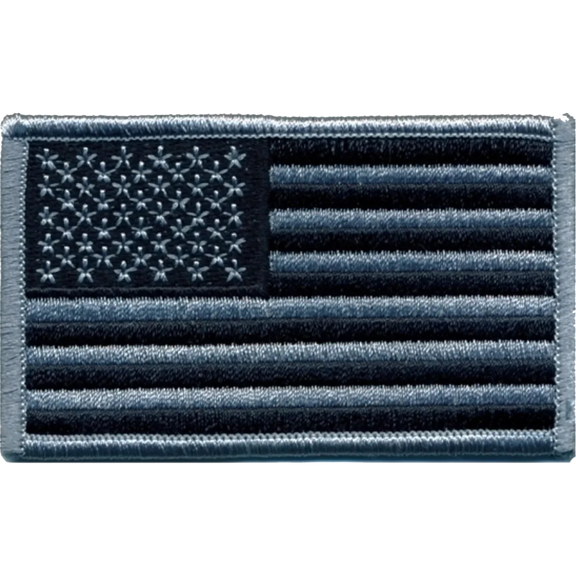 UNITED STATES OF AMERICA FLAG PATCH: Silver & Black, Size 3.38" x 2"