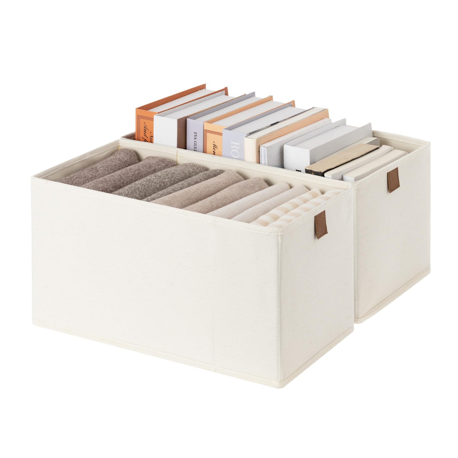 Narrow Storage Baskets for Shelves, Small Storage Bins, Fabric Storage Bins w...
