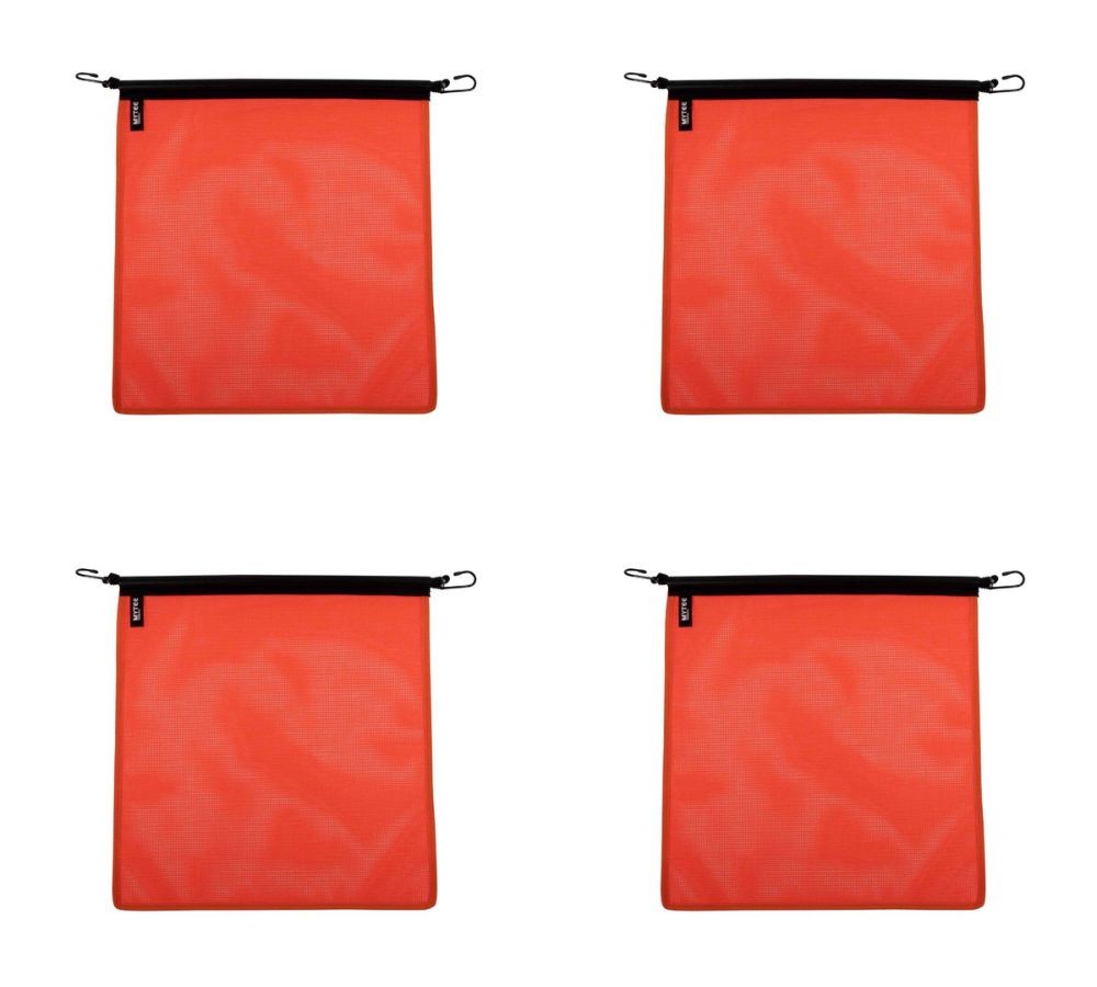 Vinyl Mesh Flag Orange 18" x 18" with Rubber Bungees DOT Compliant - 4 Pack