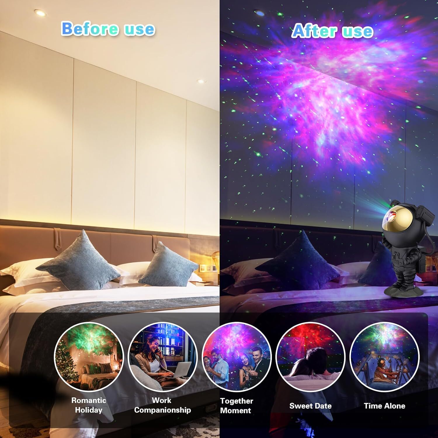 Astronaut Star Galaxy Projector Night Light Starry Nebula Ceiling LED Kids Gift