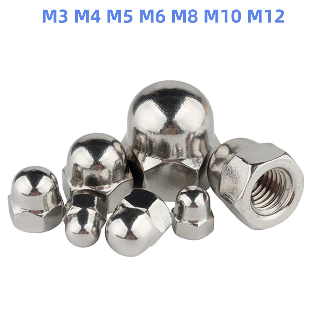 Round Head Nut Steel Nickel Plated M3 M4 M5 M6 M8 M10 M12 Hex Nuts