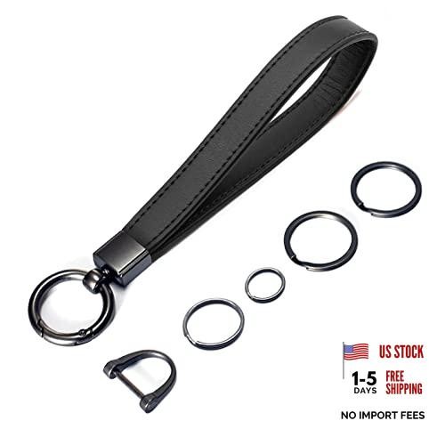 Long Wristlet Key Chain Black and Metal