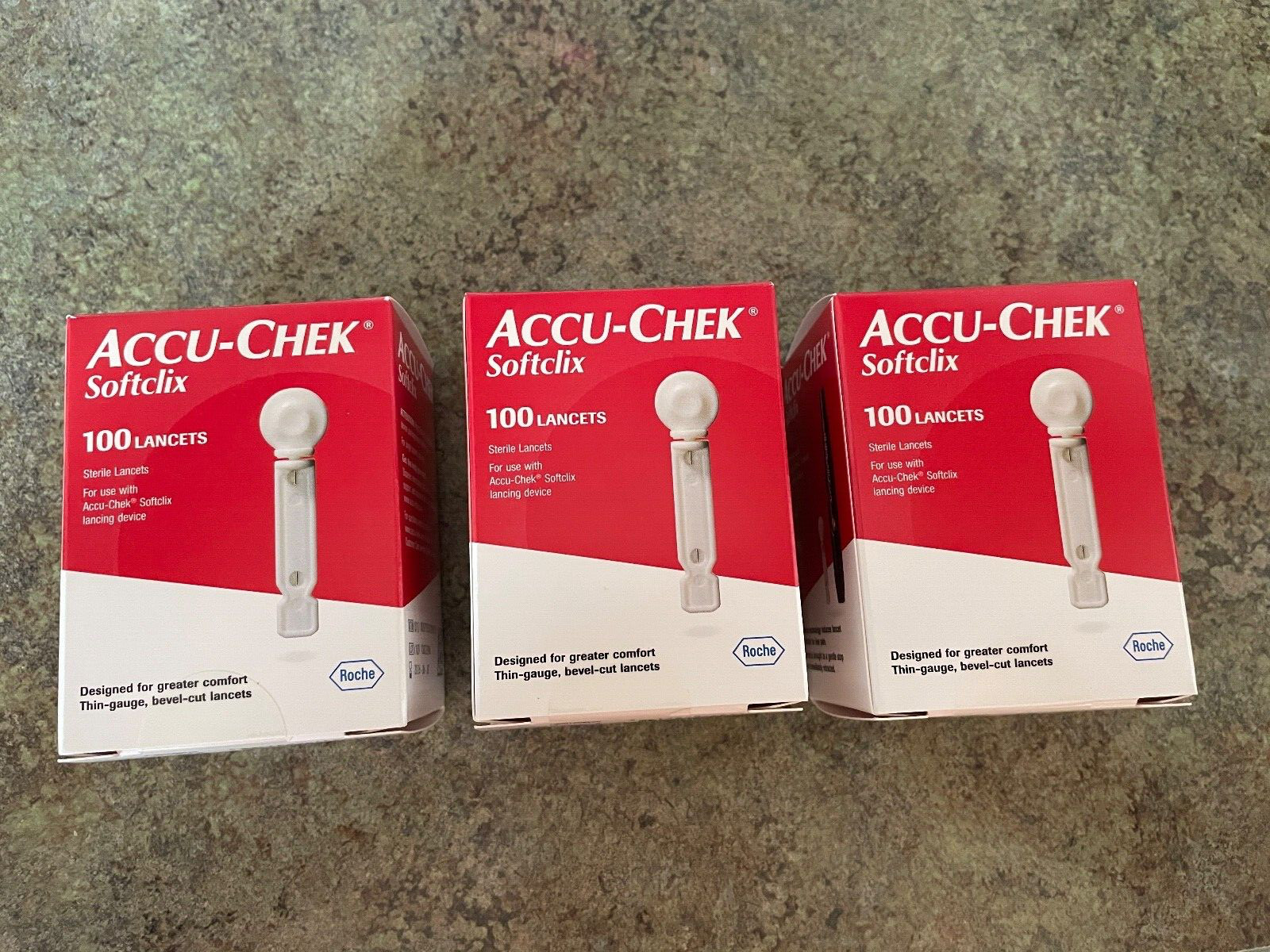 3 Boxes NEW ACCU-CHEK SOFTCLIX LANCETS (100 per Box) Sealed-Use by Sept 2028