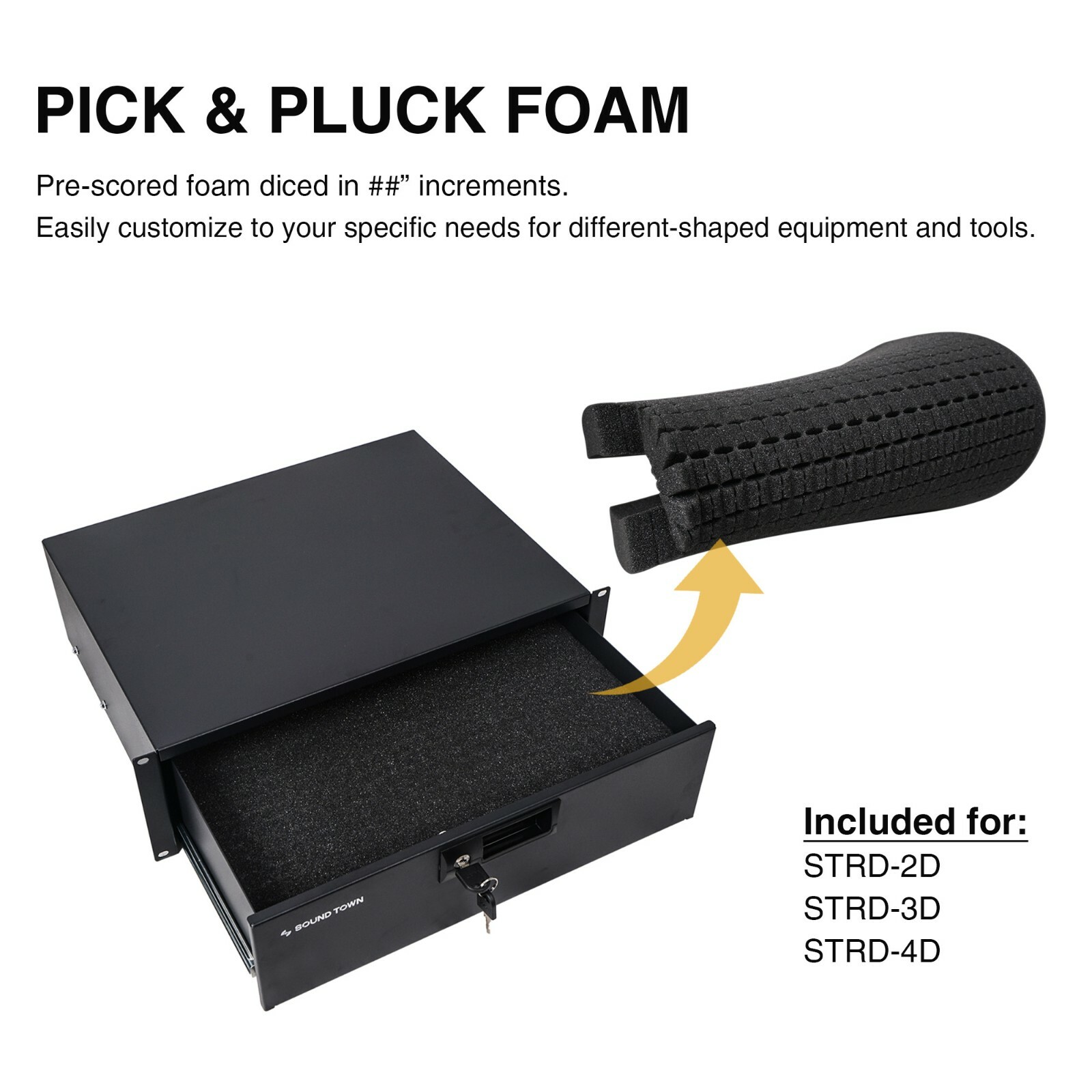 Sound Town 16U DJ Rack Case w/11U Slant Mixer Top Casters Lock Drawer STMR-16TD3
