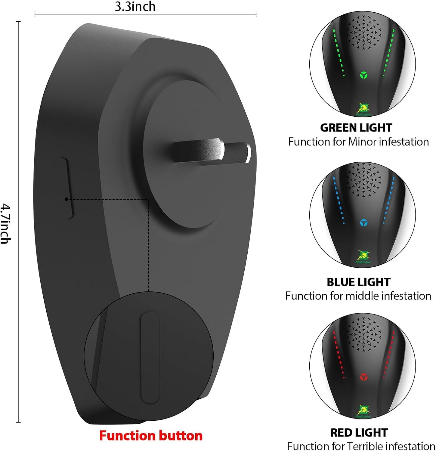 Ultrasonic Pest Repeller Indoor Plug In for Roach Mosquito Mouse Bug