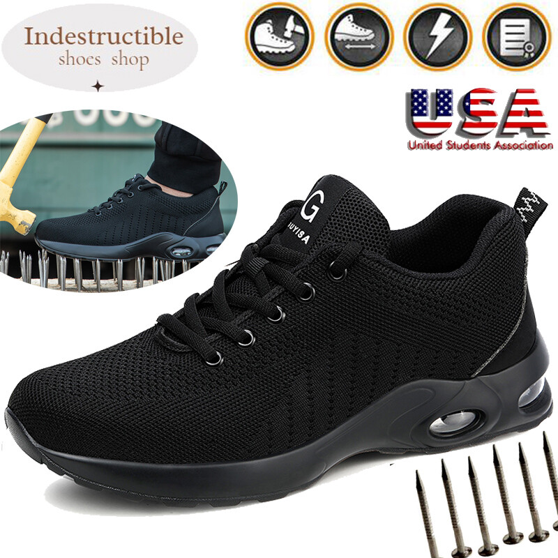 Mens mesh Safety Shoes Lightweight Steel Toe Work Boots Slip On Work Boots