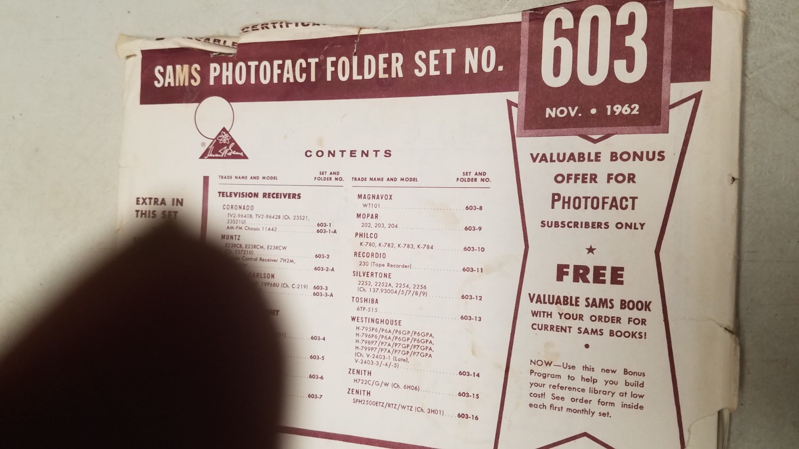 Sams Photo Facts Set 603 11/62 complete set (D)