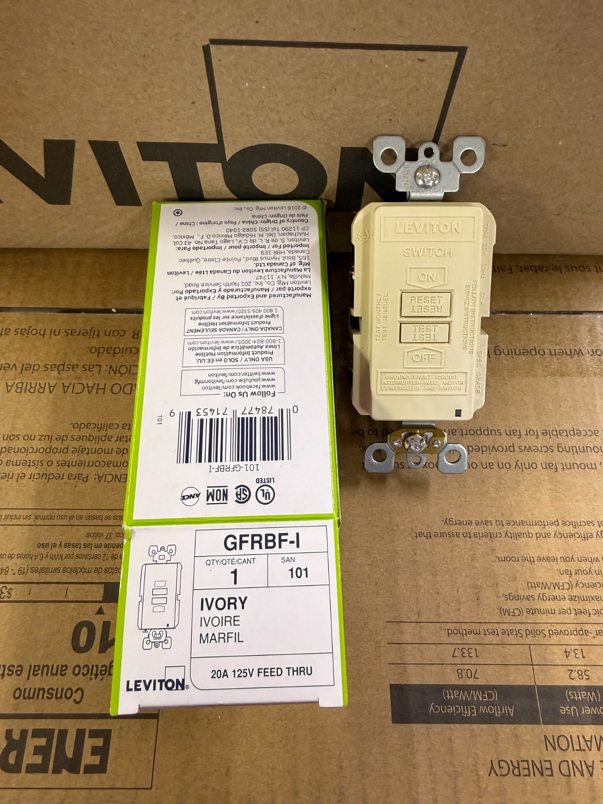 20 Amp Smartlockpro Blank Face GFCI Outlet, Ivory GFRBF-I
