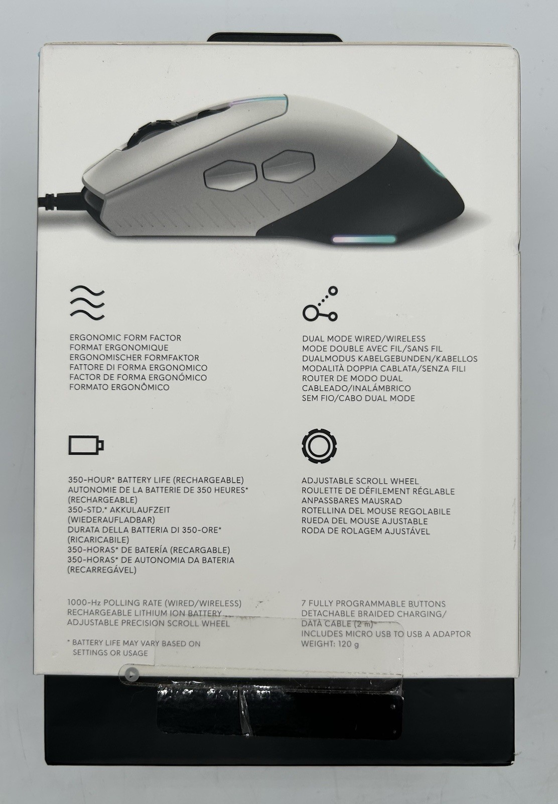 Alienware AW610M Wired/Wireless Gaming Mouse - Lunar Light - Used
