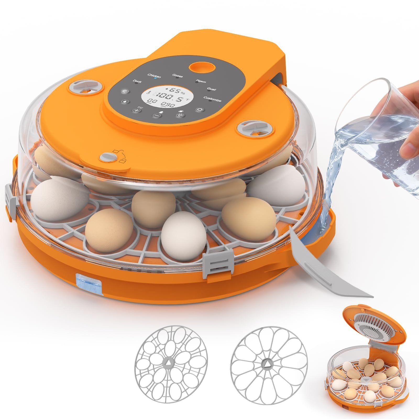 15 Egg Incubator with Side Water Refill, Auto Humidity Control, Automatic Egg...