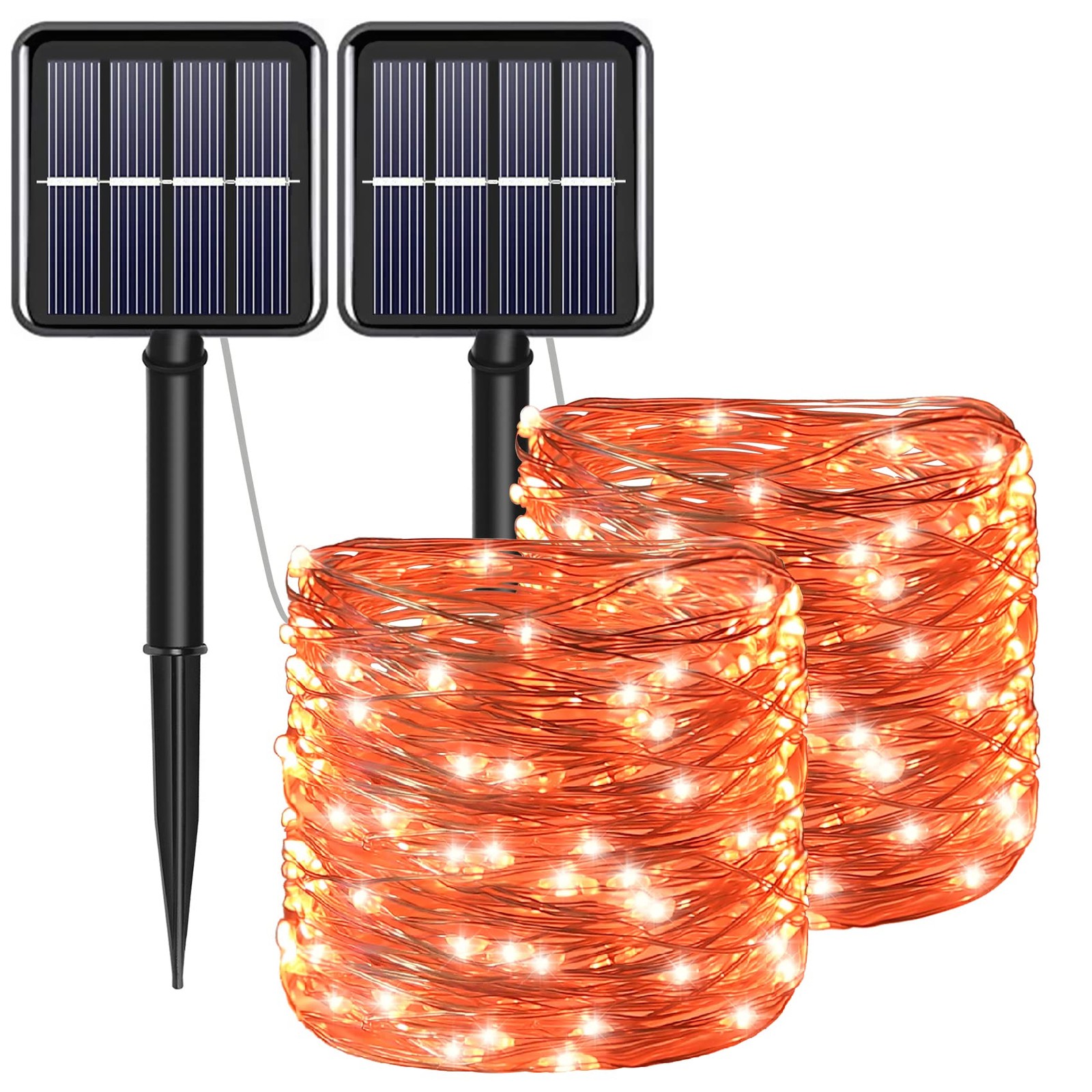 Fall Outdoor Decor, Solar Orange Copper String Lights, Fall Lights Tha