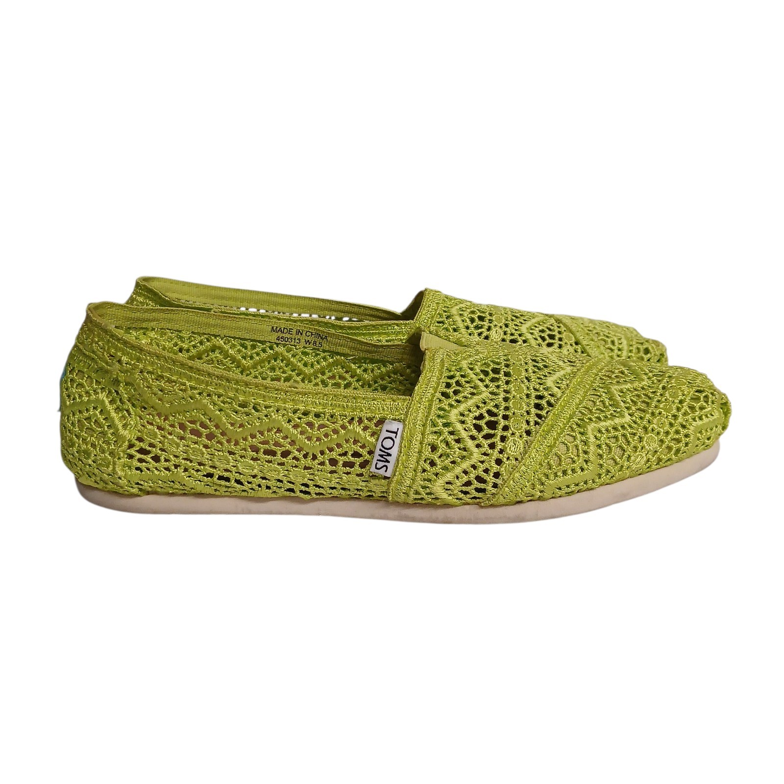 TOMS Women's Alpargata Crochet Slip-On Casual Shoe Lightweight Yellow Size W 9.5