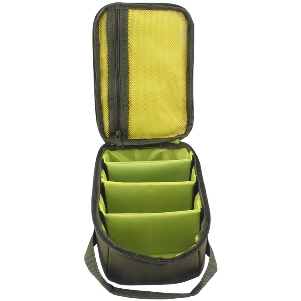 Portable Fishing Reel Gear Bag with Adjustable Compartments and Zipper Pocket
