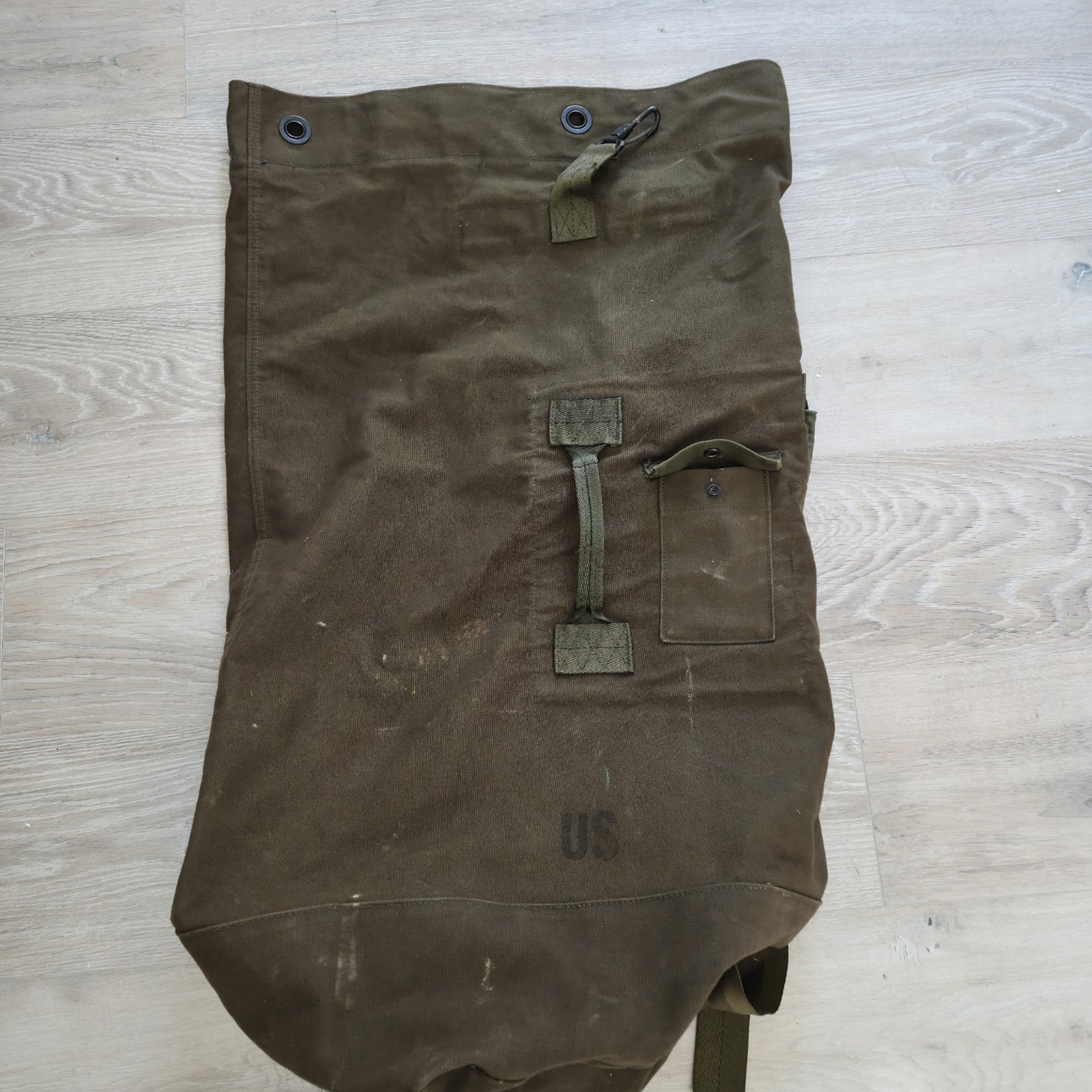 USGI Surplus Heavy Duty Canvas Duffel Bag - Top Load + Strap OD Color Mid 80's