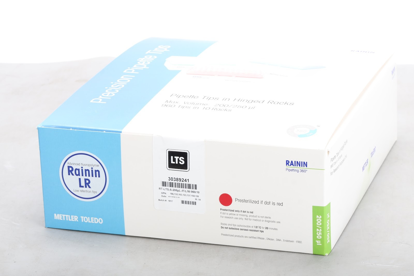 Rainin 30389241 RT LTS 200uL FLW 960A/10 Pipette Tips (Qty: 960) - NEW