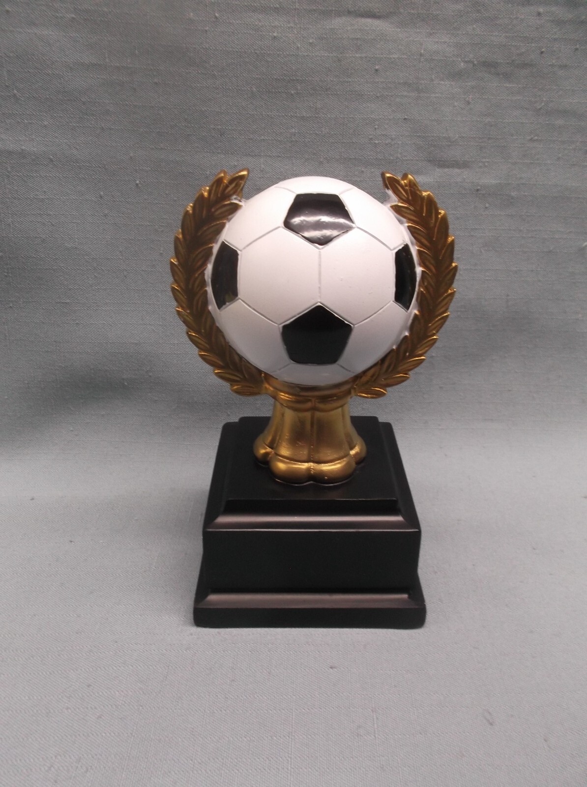 heavyweight SOCCER award trophy resin wreath ball RF1732 black block base