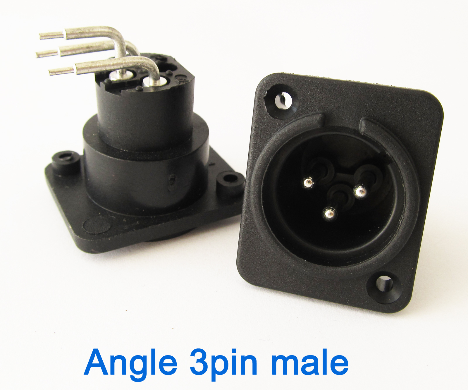 10x Mic XLR 3pin Male Angle Legs Panel Mount Chassis PCB Socket Connector Black