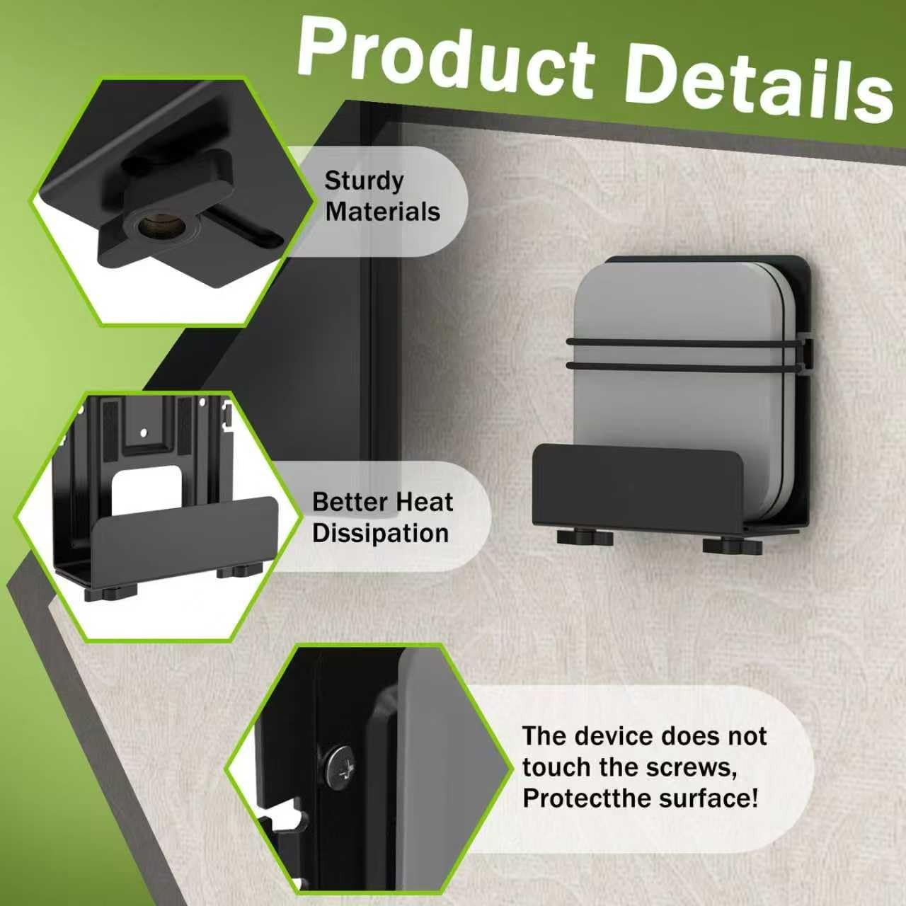 Cable Box Modem Wall Mount Adjustable For Small Wide Device Media DVD 2 PCS