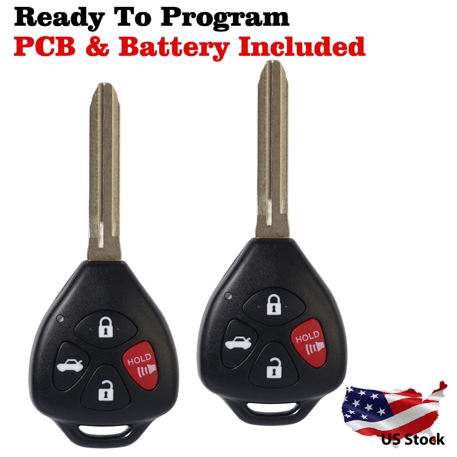 2 For 2007 2008 2009 2010 2011 Toyota Camry Car Remote Keyless Entry Key Fob