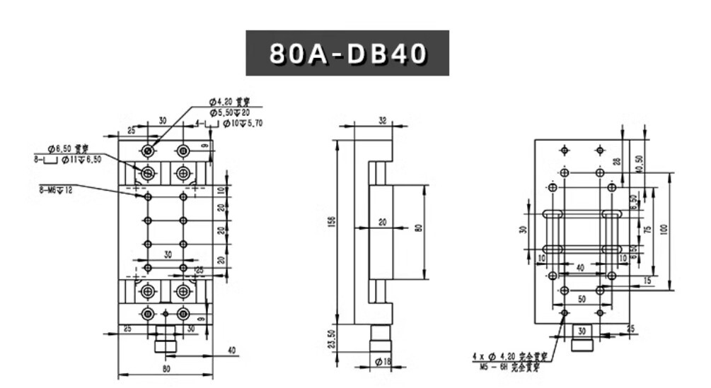 X- Axis 80A-DB40 Manual Linear Stage Translation Displacement Platform 80x40mm