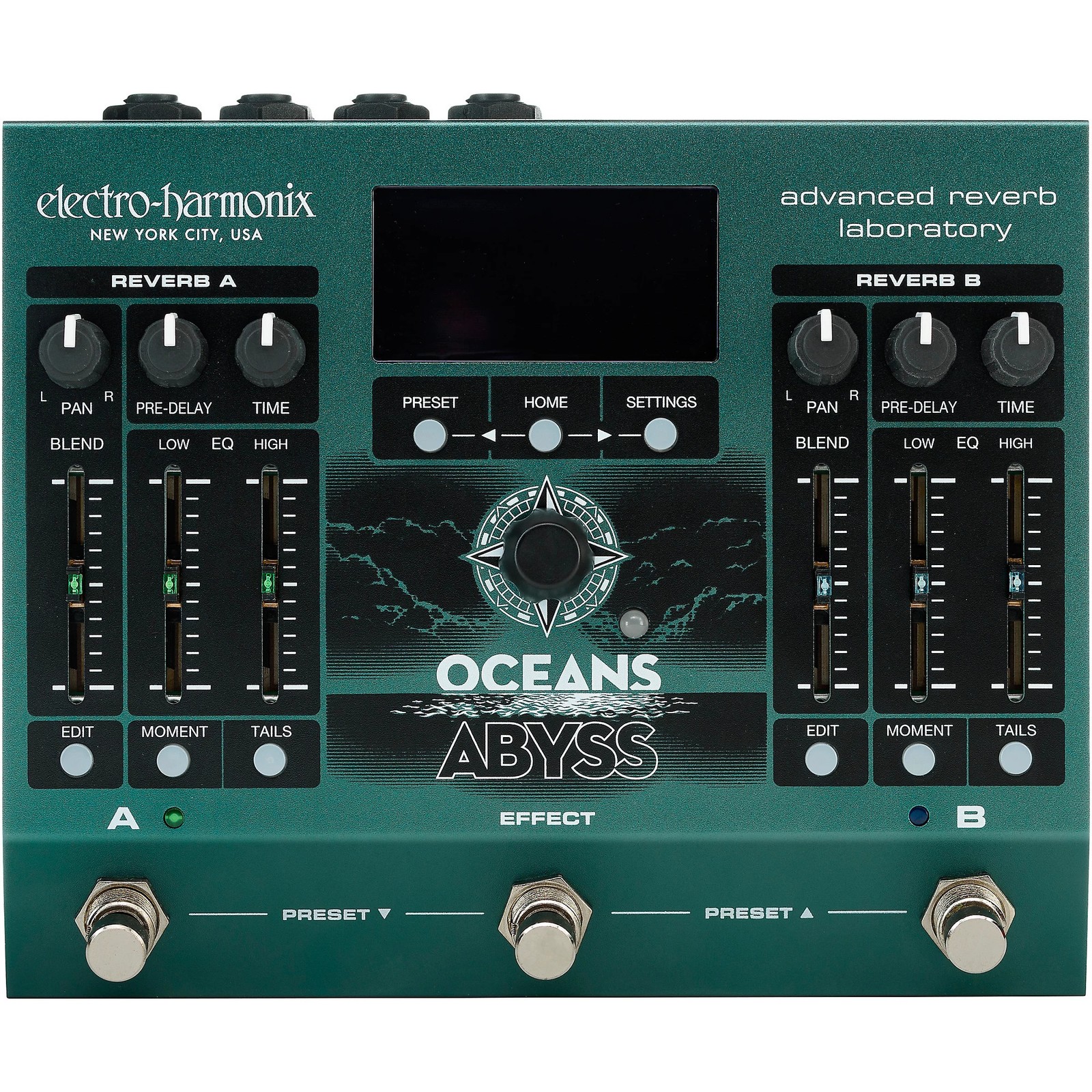 Electro-Harmonix Oceans Abyss Stereo Reverb Effects Pedal
