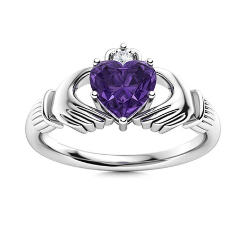 Amethyst Stone Statement Solitaire Trendy Boho Ring Jewelry 925 Silver