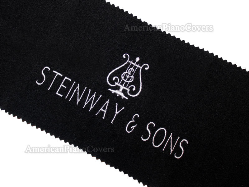 Steinway Piano Key Cover - Black Felt Silver Embroidered Keyboard Cover