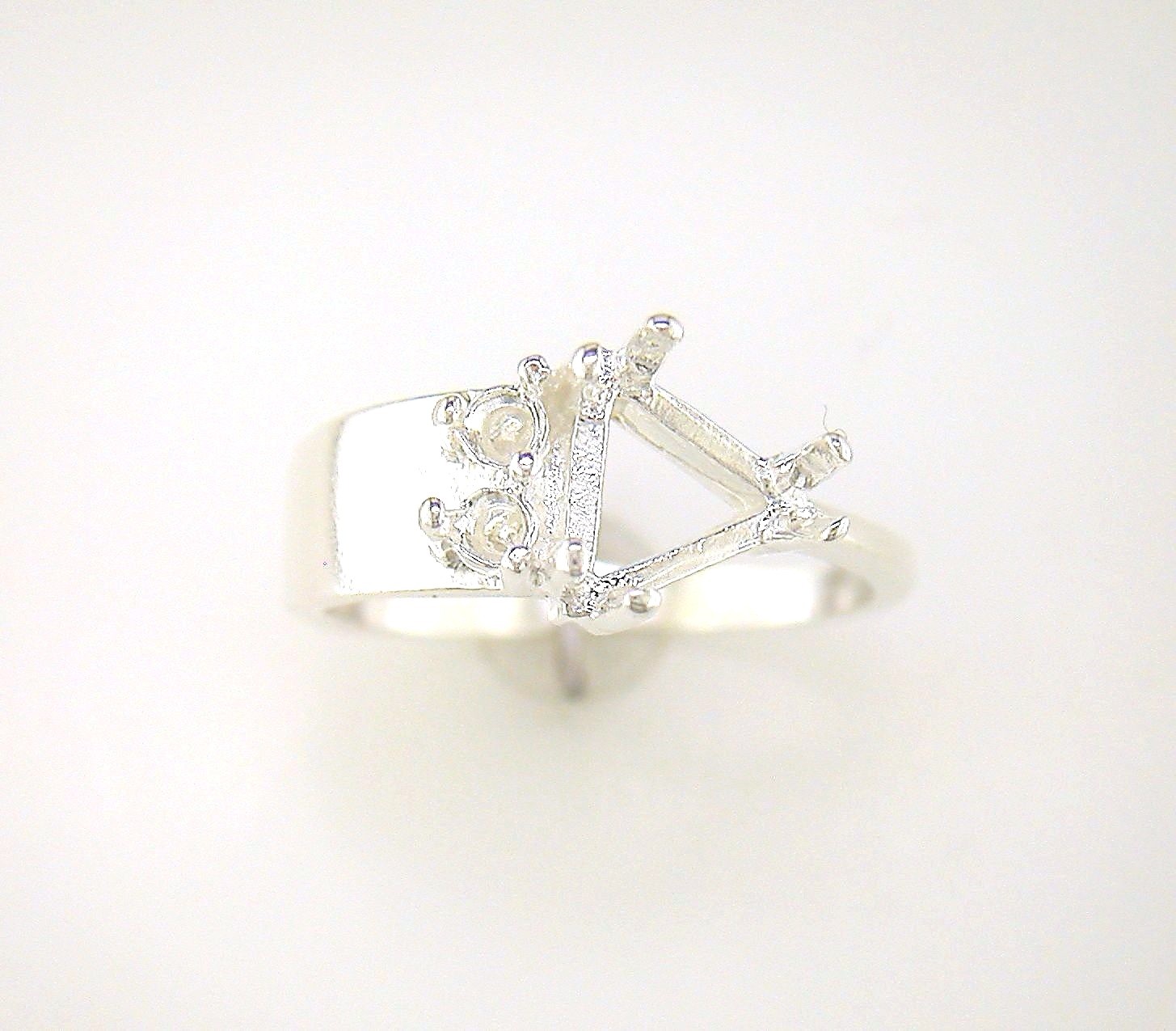 Trillion Double Accented Ring Setting Sterling Silver