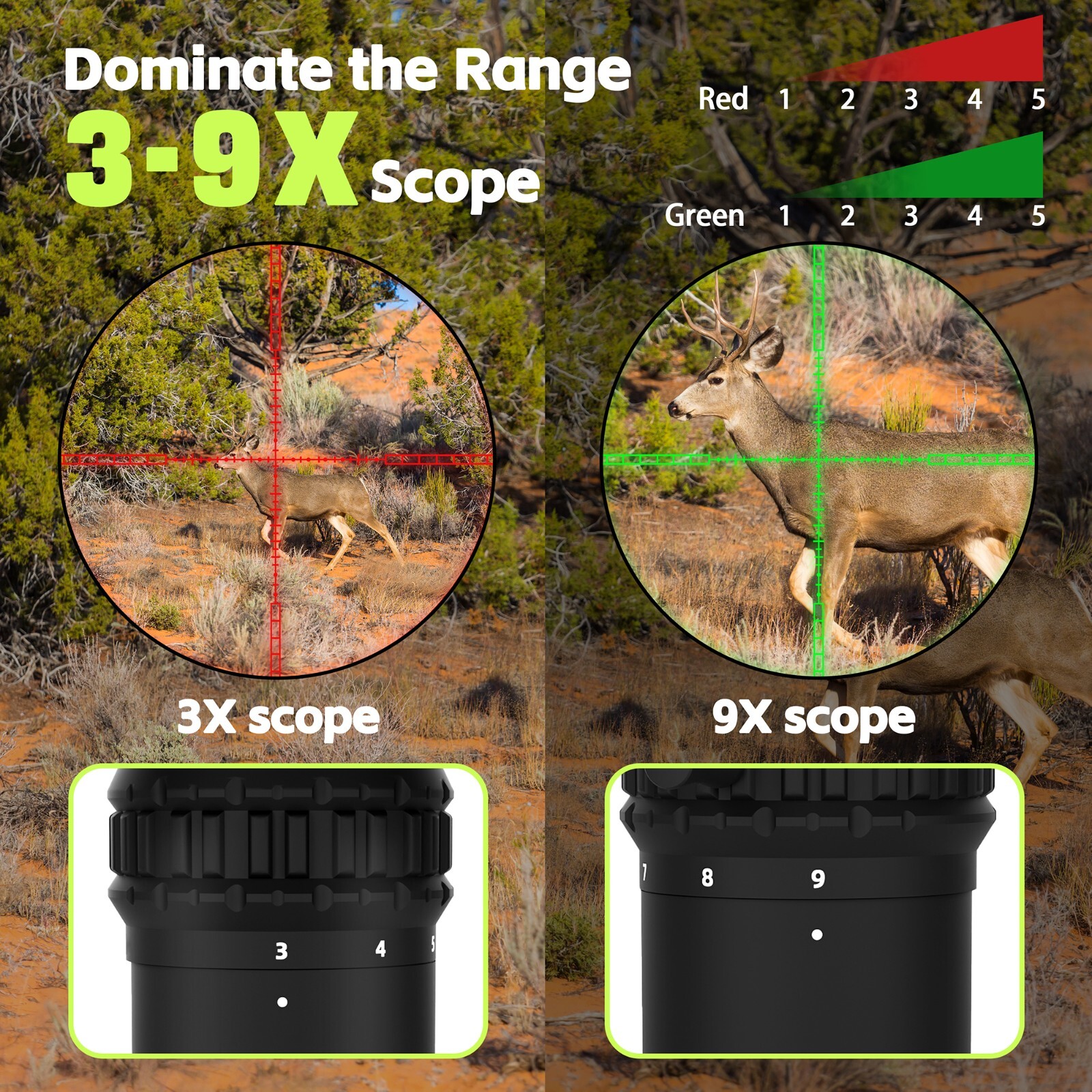 3-9x40 AO Rifle Scope for Hunt, with 30mm Tube, Zero Reset & Parallax Adjustment
