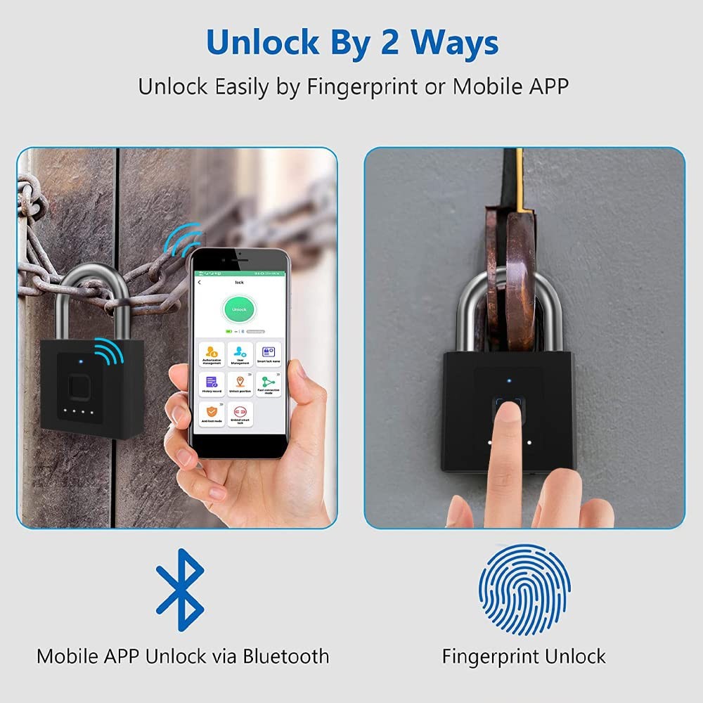 Gate Padlock Combination Padlock Fingerprint Phone App Locker Lock Elinksmart -