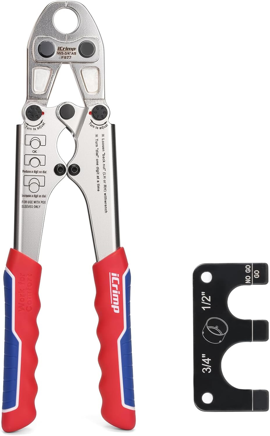 3/4-Inch PEX Crimping Tool for Stainless Steel Press Sleeves - F877 Press Fit To