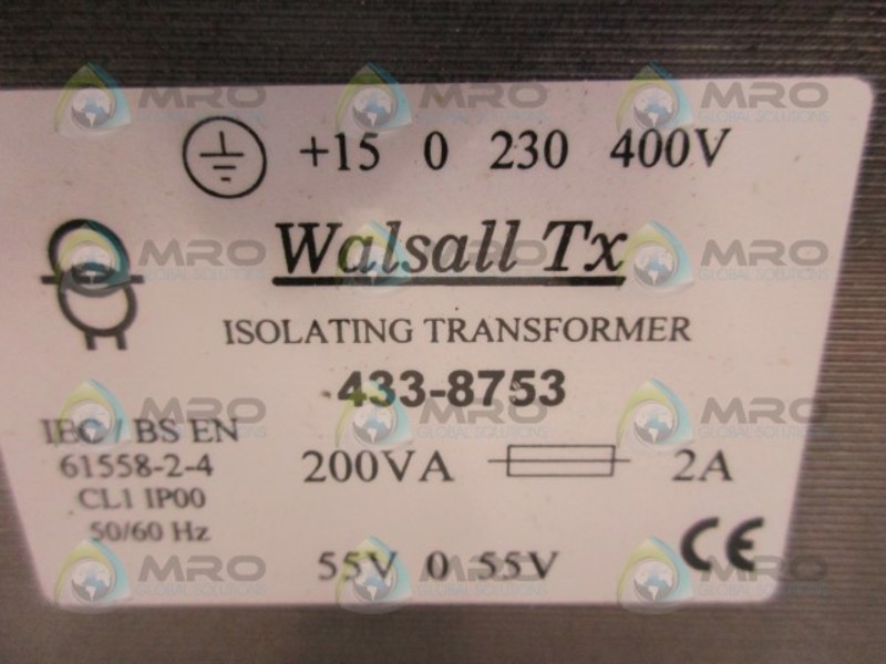 WALSALL WT2003 433-8753 ISOLATING TRANSFORMER NSNP