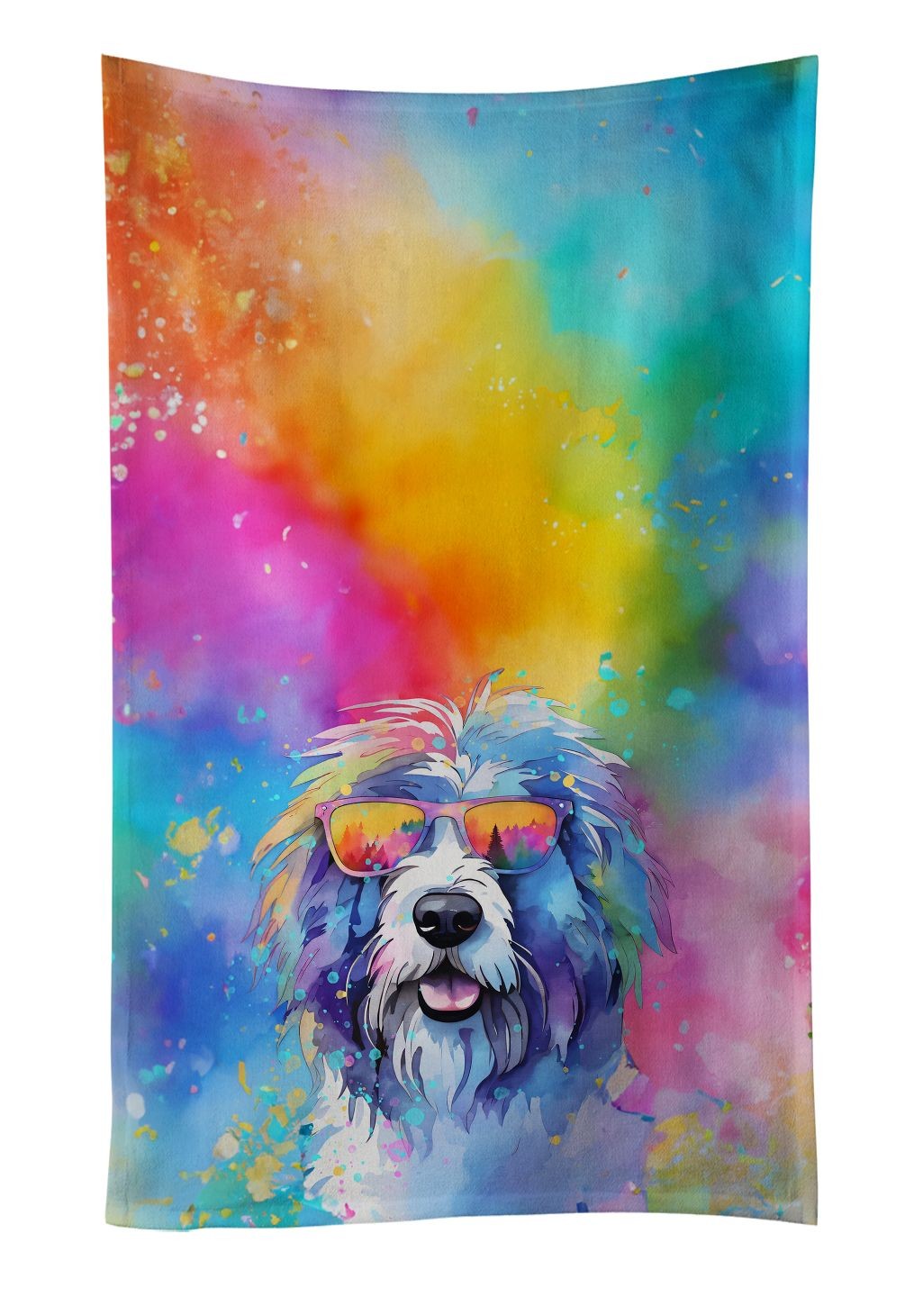 Old English Sheepdog Hippie Dawg Kitchen Towel Dish Cloths Guest Hand Towel