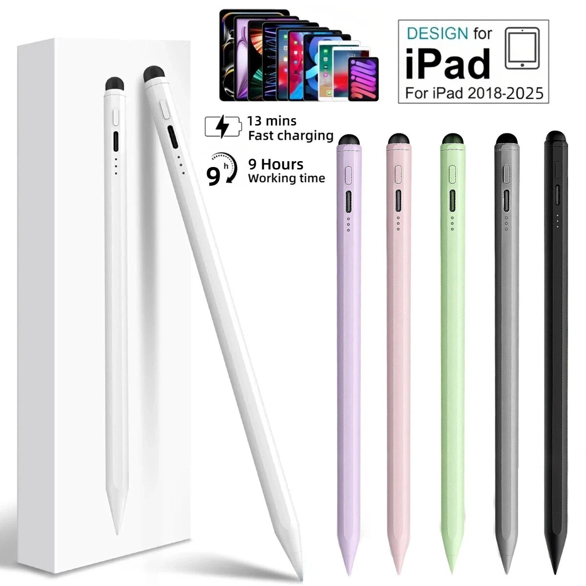 Stylus Pen for iPad 2018-2025, Pencil for Apple iPad 11th A16/10/9/8/7/6th Gen