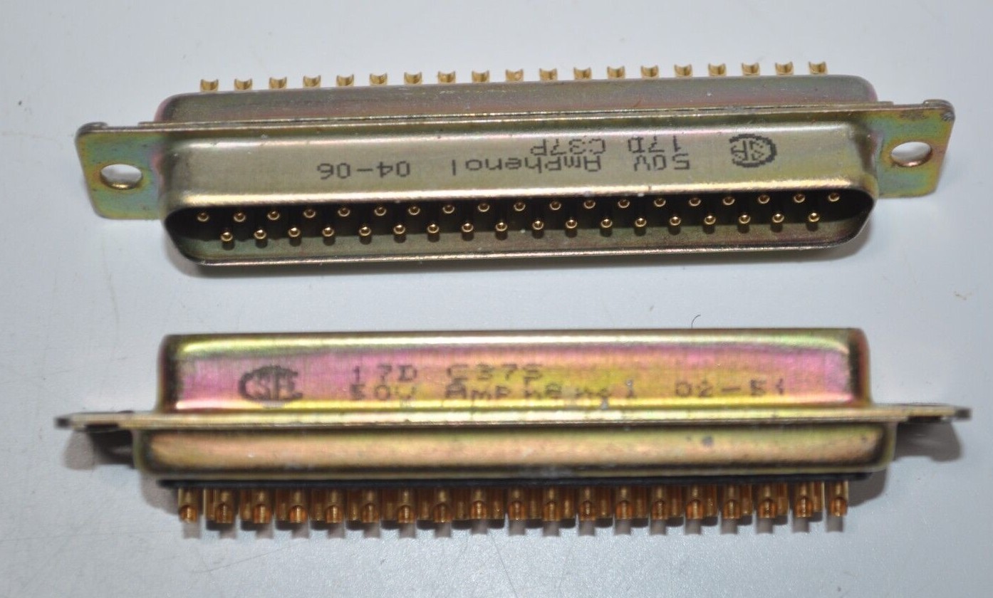 NEW AMPHENOL 17D-C37P & 17D-C37S Male & Female 37p Connectors