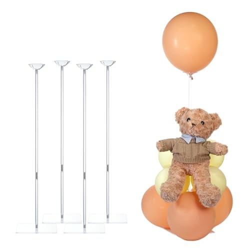 Clear Acrylic Balloon Stands for Table, Adjustable Height 15.75 Inch, 4 Pack