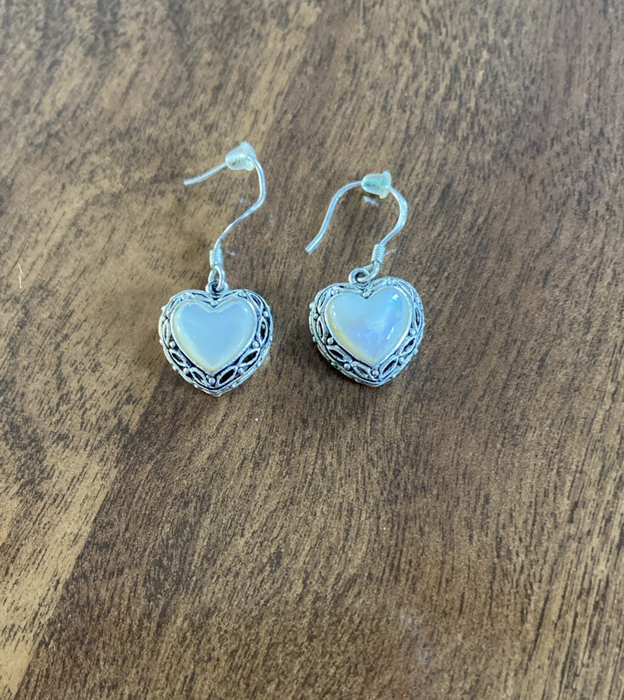 Vintage Barse Thai Sterling Silver 925 Floral Heart Dangle Earrings