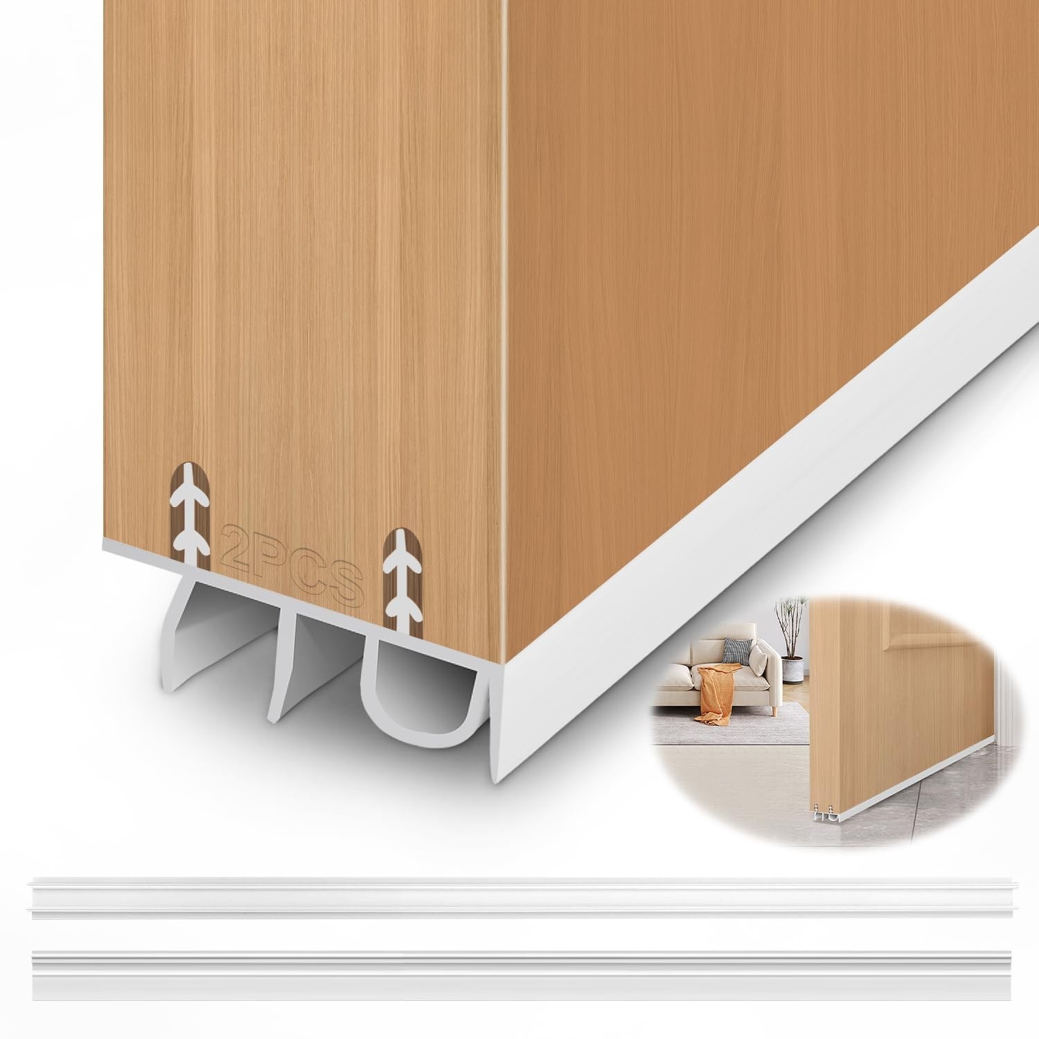 Door Draft Stopper, Cuttable Concealed Kerf/Channel Fit Under Door Seal, Draf...