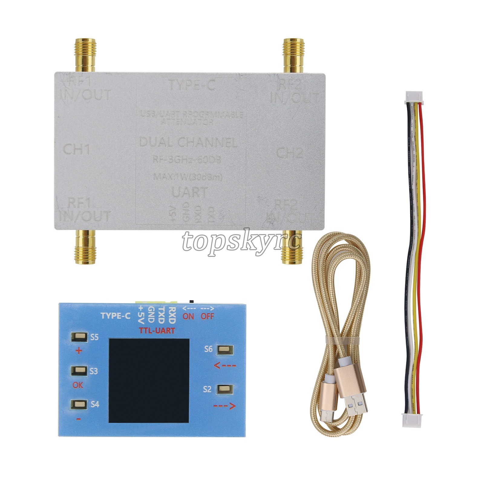 RF-8GHz-60DB Programmable Attenuator + Type-C Cable + Offline Control Board tp1