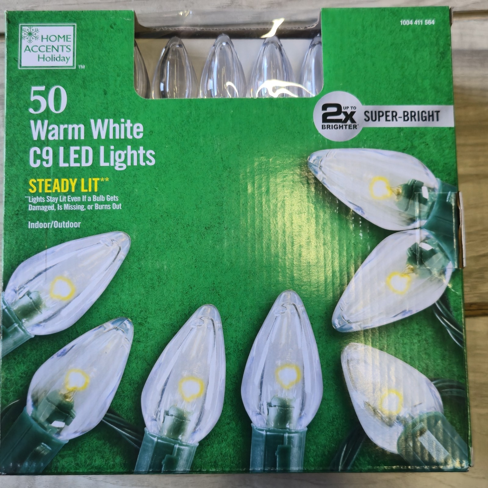 Home Accents 50 Light LED Warm White C9 Super Bright Weddings 32' String Light