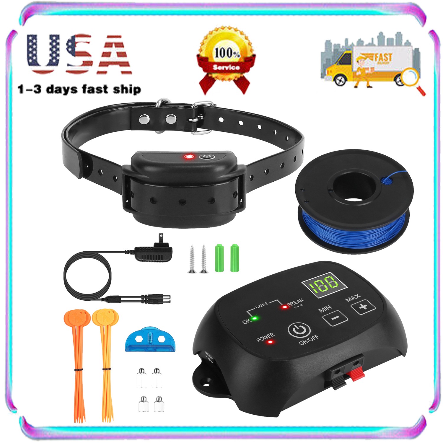 Wireless Dog Fence -Covers up to Electric Fence,Waterproof Collar w/Remote