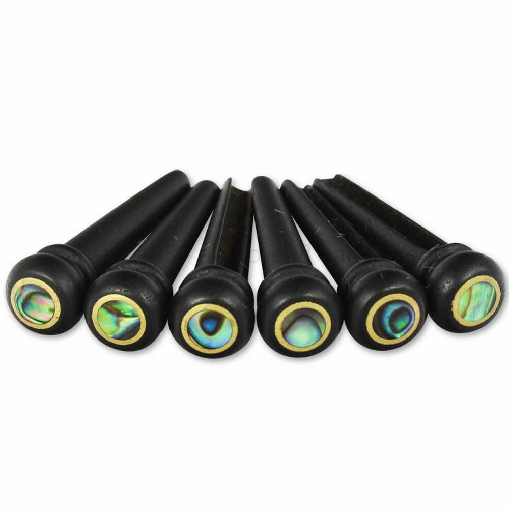 6PCS Acoustic Guitar EBONY BRIDGE PINS W/ Pearl Shell Dot H-06